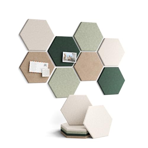 Fluxynara Hexagon Cork Board Alternative for Walls Decor-8-Pack Felt Bulletin Board Tiles,with 30 Pushpins,50 Adhesive Tabs for Office,Classrooms & Home Pin Board Felt Board-Nordic Moss - color: Nordic Moss, size: 8-Pack