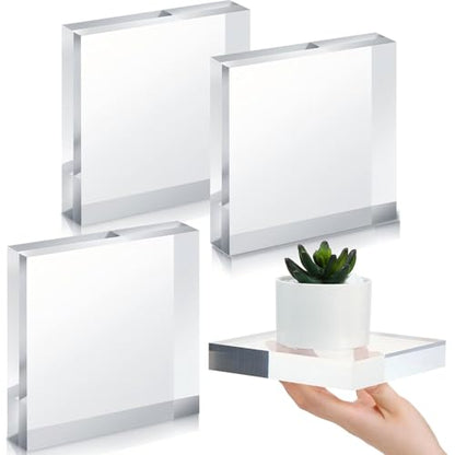 Qunclay 4 Pcs 6 x 6 x 1 Inches Acrylic Square Display Block Clear Polished Acrylic Cubes Jewelry Display Stand for Jewelry Ring Showcase Holder Base Collections - size: 6 x 6 x 1 Inches