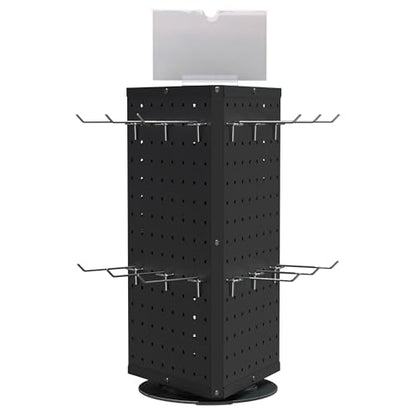 UNITEDEPOWER Rotating Pegboard Display Stand With 18 Hooks, 3-Sided Metal Spinning Countertop Show Rack Organizer for Jewelry, Accessories, or Crafts, Revolving Displays