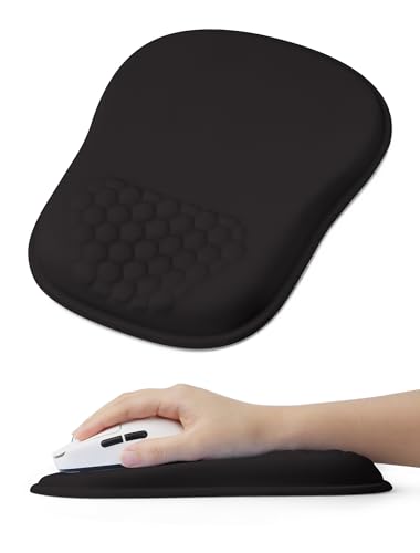 Minimalist Black Ergonomic Mouse Pad for Carpal Tunnel Pain Relief, 65% Usable Mouse Area in Compact Size, Memory Foam Concave Wrist Rest for Office, PC, Gaming - color: 09 Black