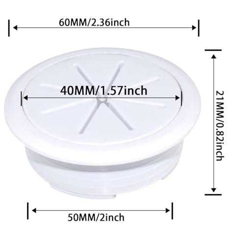 Aifeier ET 2PCS Desk Grommet 2 Inch/50mm Rubber Cable Wire Grommet Cable Hole Cover for Managing and Hiding Office PC Desk Cable Cord (White) - size: Detachable 2 Inch/50mm(White)