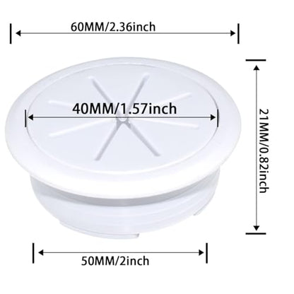 Aifeier ET 2PCS Desk Grommet 2 Inch/50mm Rubber Cable Wire Grommet Cable Hole Cover for Managing and Hiding Office PC Desk Cable Cord (White) - size: Detachable 2 Inch/50mm(White)