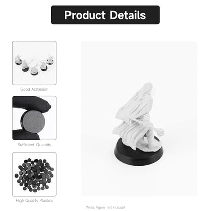 100Pcs 25mm/0.98inch Plastic Model Miniature Bases,3.6mm/0.14 Thick Circular War Figure Display Stands For Gaming Miniatures or Wargames Role Playing Board Game Figure Toy (100PCS-25mm-Black Round) - color: 100PCS-25mm-Black Round