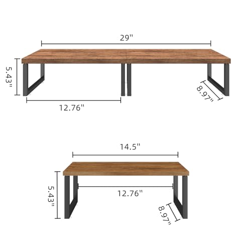Simple Trending 2 Pack Monitor Stand Riser, Wood Desk Storage Organizer for Office Laptop, Computer, Antique Brown - size: 29"W x 9"D x 5.5"H