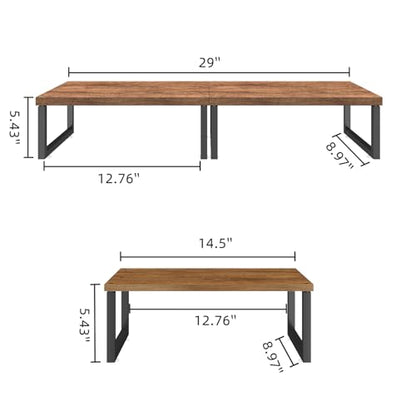 Simple Trending 2 Pack Monitor Stand Riser, Wood Desk Storage Organizer for Office Laptop, Computer, Antique Brown - size: 29"W x 9"D x 5.5"H
