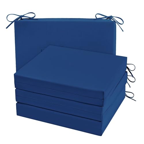 Cozyide Outdoor Chair Cushions, Waterproof Patio Seat Cushions with Adjustable Straps, Square Corner Patio Chair Cushions for Garden, Royal Blue, 18.5x16x3 Inch (Pack of 4) - color: Royal Blue, size: 18.5x16x3 Inch (Pack of 4)