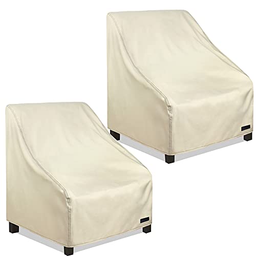 NettyPro Waterproof Patio Chair Covers 2 Pack, 600D Heavy Duty Outdoor Seat Cover, 26W x 28W x 28H inch, Beige - color: Beige, size: 2 Pack - 26 x 28 x 28 inch