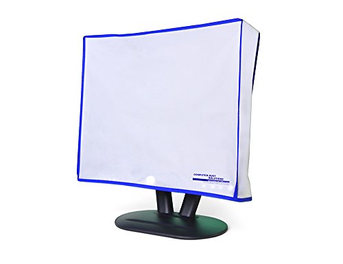 Computer Monitor dust Cover for Flat Panel LCD-Silky Smooth Anti-Static Vinyl with Blue Trim (24W x18H x3D) - size: 24W x18H x3D