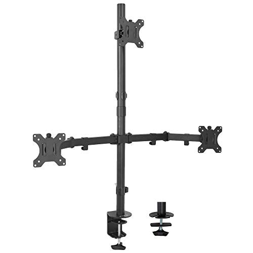 VIVO Triple LCD Monitor Desk Mount Stand Heavy Duty and Fully Adjustable, 3 Screens up to 30 inches STAND-V003T - size: 13" to 30" screens, style: Desk Mount