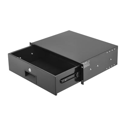 VEVOR 3U Rack Drawer, Lockable Server Cabinet Case, 13.8'' Depth Server Rack Mount Drawer, for 19'' Network Equipment/DJ/AV Rack or Cabinet Enclosure, 50 lbs Max Load, with Cable Management Holes - size: 3U