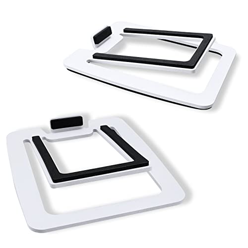 Sanyun SW601 15° Tilted Desk Speaker Stands for Compact 2''-3'' Computer PC Bookshelf Monitor Speakers, Steel Metal Base & Damping Foam Padding (Pair, White) - color: White