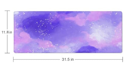 Large Gaming Mouse Pad with Stitched Edges, Cute Stellar in Watercolor Desk Mat, Extended XL Keyboard Pad, Non-Slip Rubber Base Desk Pad for Keyboard and Mouse, 31.5X11.8 inch - color: Cute Stellar in Watercolor