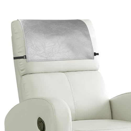 Headrest Cover for Recliner Chair Recliner Headrest Protector Faux Leather Head Rest Cover with Elastic Straps Couch Headrest Cover for Furniture Sofa Protector 17 x 27In(Light Gray) - color: Light Gray, size: 17x27 in