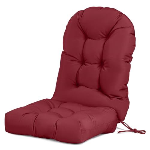Adirondack Chair Cushion Waterproof Rocking Chair Cushion, Tufted High Back Patio Chair Cushions with Anti-Slip Ties for Rocking Chairs,Adirondack Chair,Patio Furniture (Burgundy) - color: Burgundy