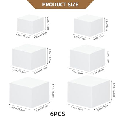 6Pcs Buffet Risers, Food Risers for Buffet Table, Acrylic Display Stands for Party Catering Desset Jewelry Collectibles, Acrylic Cube Boxes with Hollow Bottoms White(10"-9"-8"-7"-6"-5") - size: 10"-9"-8"-7"-6"-5"