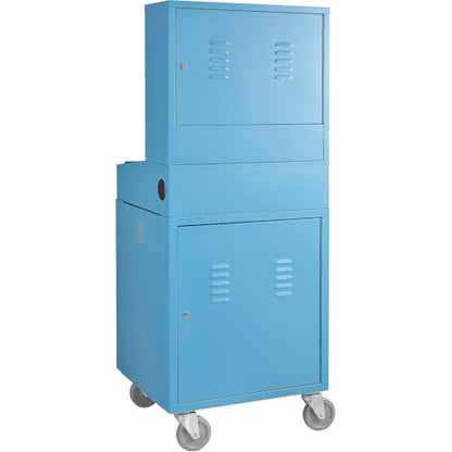 Global Industrial Mobile Security LCD Computer Cabinet Enclosure, Blue | For 24" Diagonal Monitors, Steel Construction, Powder Coat Finish, 24-1/2"W x 22-1/2"D x 62-3/4"H, Unassembled - color: Blue