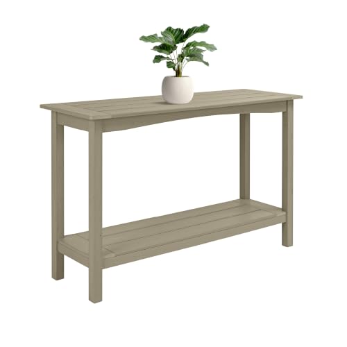 Weatherproof HIPS Outdoor Console Table, 48'' 2-Shelf Side Table Indoor/Outdoor Use, Multifunctional Buffet Table Bar Storage Organizer for Entryway, Patio, Outside Plant Stand Table, Champagne - color: Champagne