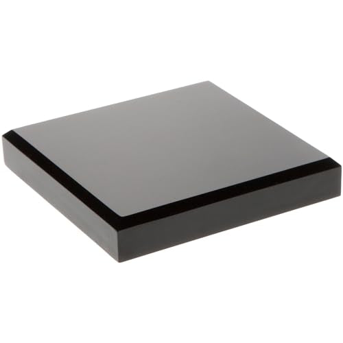 Plymor Black Acrylic Square Beveled Display Base, 4" W x 4" D x 0.75" H - size: 4" x 4" x 0.75"