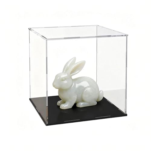 Acrylic Display Case 5x5x5 Inch, Clear Collectible Display Box with Matte Black Base, Dustproof Showcase for Figures, Models, Sports Memorabilia – Easy Self Assembly - size: 5 x 5 x 5 inch