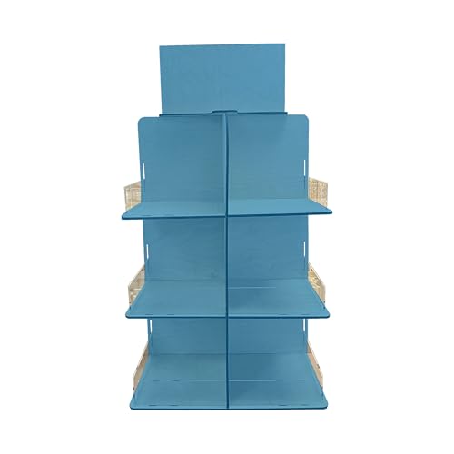 Versatile 4-Sided Rotating Display Stand for Candy, Snacks, Jams, Produce and More - Ideal for Craft Shows, Farmers Markets, and Retail Stores - 12 Shelves, Heavy-Duty Design, Easy Setup (Blue) - color: Blue