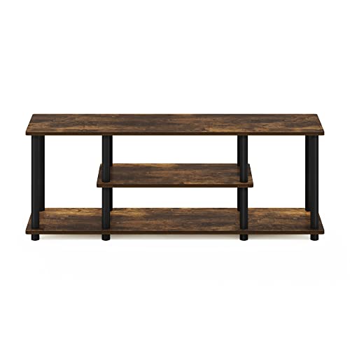 Furinno Turn-N-Tube No Tools 3D 3-Tier Entertainment Stand up to 50 inch TV, Amber Pine/Black - color: Amber Pine/Black, size: 50 inch