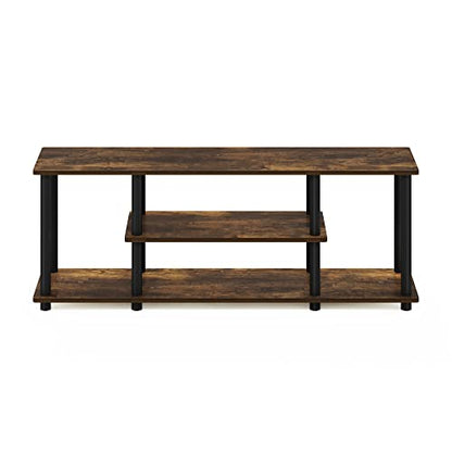 Furinno Turn-N-Tube No Tools 3D 3-Tier Entertainment Stand up to 50 inch TV, Amber Pine/Black - color: Amber Pine/Black, size: 50 inch