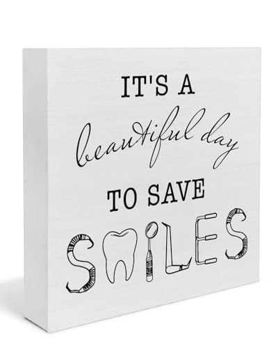 Dental Office Decor, Save Smiles Wooden Box Sign Dental Assistant Hygienist Office Desk Decorations, Dentist Gifts - color: Dentist