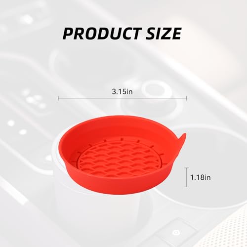 4PCS Car Cup Holder Coaster, Silicone Non-Slip Vehicle Cup Holder Insert Pads, Automotive Interior Insulation Drink Cup Mats Decor Accessories, Universal for SUV, Sedan, Truck (Red) - color: Red