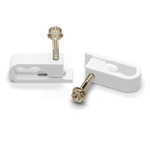 THE CIMPLE CO Dual Cable Clips with Screws - 1/2 Inch Coaxial Cable Clamps Outdoor - Exterior Cord Management for Coax, CAT Ethernet, Electrical Wire - Screw Clamps for Wires on Wall - 100 PCS, White - size: 100 Pack
