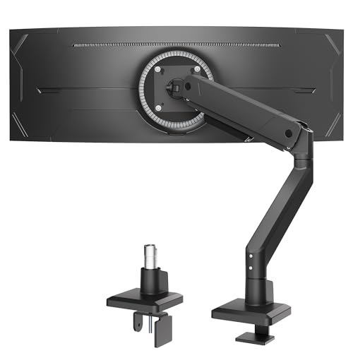 monTEK Single Monitor Arm for Max 45 Inch Ultrawide Screens Adjustable Monitor Desk Mount Holds 35 Lbs Cable Management with Clamp/Grommet Desk Mount, VESA 75/100mm - color: Black, size: without USB