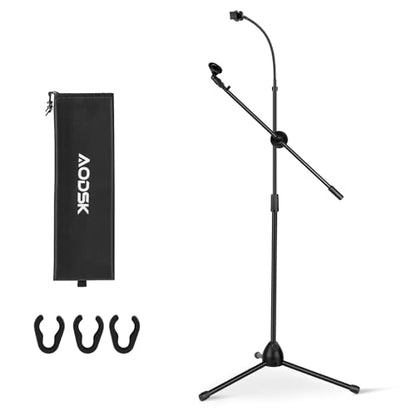 AODSK Deluxe Tripod Microphone Stand with Boom Arm & Twist Clutch Height Adjustment (Gooseneck version) - style: Gooseneck version