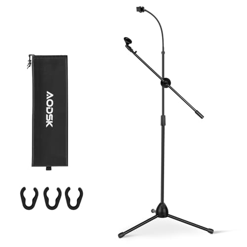 AODSK Deluxe Tripod Microphone Stand with Boom Arm & Twist Clutch Height Adjustment (Gooseneck version) - style: Gooseneck version