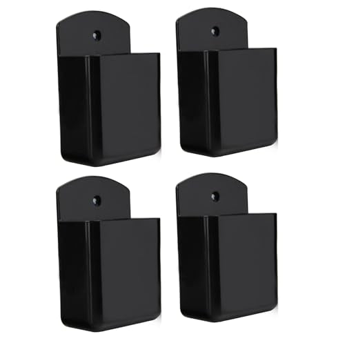 Pack of 4 Self Adhesive TV Air Conditioner Remote Control Holder Wall Mount Storage Box Organizer - color: Black, size: 4 Pack