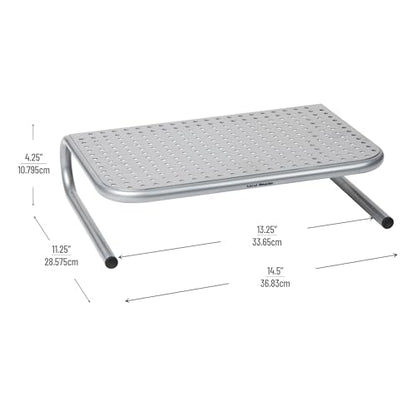 Mind Reader Monitor Stand, Ventilated Laptop Riser, Desktop Organizer, Metal, 14.5"L x 11.25"W x 4.25"H, Set of 2, Silver - size: 14.5"L x 11.25"W x 4.25"H