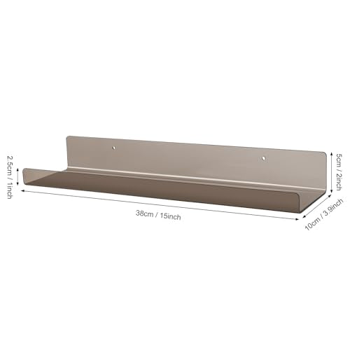Dezzer 6 Pack Acrylic Shelves for Wall, 15" Acrylic Floating Shelves for Bathroom Bedroom, Invisible Bookshelf Wall Ledge Storage Shelf Books Perfume Toys Action Figure Display Shelves, Clear Gray - style: 15 inch 6-pack Gray