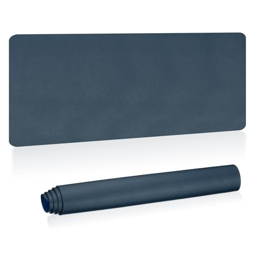 Patikil Desk Mat, 48"x17" Non-Slip Waterproof PU Leather Desk Pad for Office, Home, Work & Study; Dual Sided - Dark Blue - color: Dark Blue, size: 48"x17"