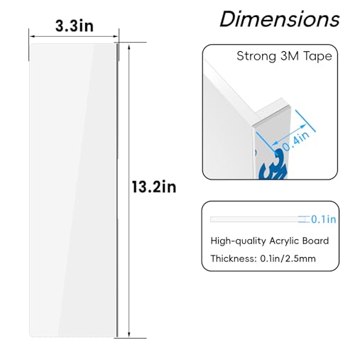 Crpich Large Acrylic Monitor Note Board – 13.2" x 3.3", 2 Pack White Screen-Safe Sticky Note Holders for Computer Side, Home Office Supplies - style: 13.2" X 3.3"-White-2Pack