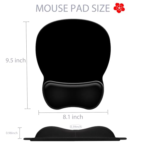 Ergonomic Mouse Pad with Wrist Rest, Comfortable Gel Concave Mouse Pad with Non-Slip Base, Pain Relief Mouse Pads with Smooth Wrist Support for Gaming, Office, Home (Black) - color: Black