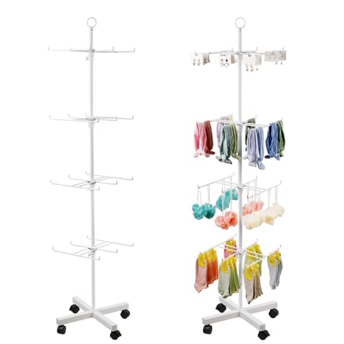 Flenpptly Retail Display Stand Rotating Display Stand 4 Tier Spinning Display Stand for Craft Shows, Jewelry, Keychain, Earring Adjustable Height Retail Display Racks (White) - color: 4-Tier White