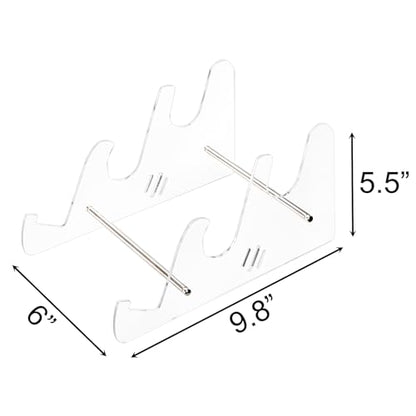 Elsjoy 2 Pack Acrylic Display Stand, 3-Tier Mechanical Keyboard Holder, Desktop Clear Rack Computer Storage Shelf for 6 Keyboards (Each Holds 3)