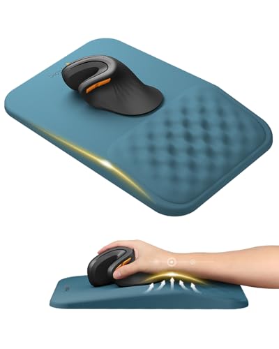 ProtoArc Ergonomic Mouse Pad with Wrist Rest, MP50 Mousepad with Massage Design, Soft Memory Foam and Non-Slip PU Base for Pain Relief, Desk, Home, Office, 12x8 Inches, Blue (Mouse Not Included) - color: Blue Lycra