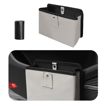 Yourkar Car Trash Can, Foldable Waterproof Leather Car Garbage Organizer Holder, Automotive Mini Dustbin Container with One Roll Trash Bag, Universal Interior Car Accessories (Beige, M) - color: Beige, M