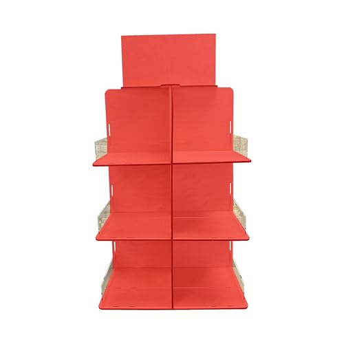 Versatile 4-Sided Rotating Display Stand for Candy, Snacks, Jams, Produce and More - Ideal for Craft Shows, Farmers Markets, and Retail Stores - 12 Shelves, Heavy-Duty Design, Easy Setup (Red) - color: Red
