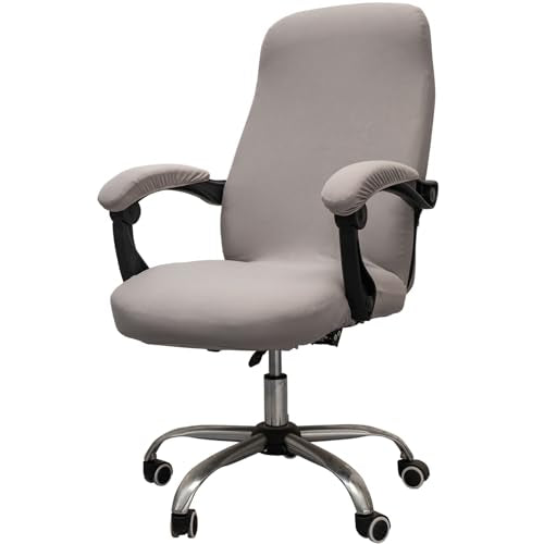 Melaluxe Office Chair Cover with Arm Covers - Universal Stretch Desk Chair Cover, Computer Chair Slipcovers (Size: L) - Light Gray - color: Light Gray, size: Large with Arm Cover