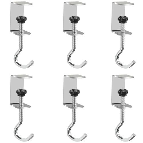 Adjustable Metal Table Hooks for Hanging Purses and Headphones on the Desk at Home and Office, 6-Pack - size: 6 Pack