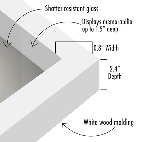 Americanflat 8.5x11 Shadow Box Frame with Shatter-Resistant Glass - Silhouette Collection - Large Shadow Box Display Case for Tabletop and Wall Display - White with Soft Felt Back - color: White, size: 8.5x11