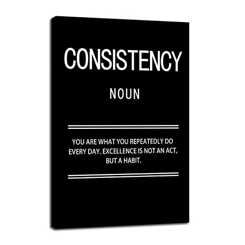 Inspirational Canvas Wall Art Motivational Quotes Consistency Noun Poster Print Artwork Painting Picture for Framed Home Decoration Living Room Office Ready to Hang [12''W X 18''H] - color: Inspirational-12, size: 18"L x 12"W