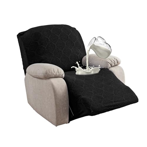 100% Waterproof Recliner Cover, 1 Pieces Reclining Chair Cover Stretch Sofa Slipcovers Washable Furniture Protector for Pets, Dogs, Kids (Black, 1 Seater X-Large) - color: Black, size: 30"-37" 1 Seater XL
