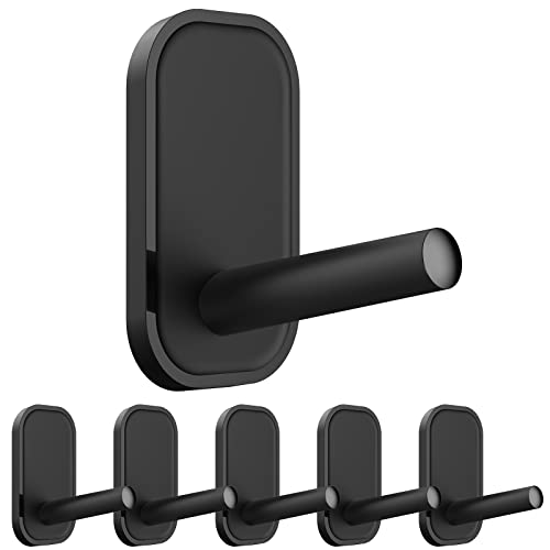 INNPLUS 6-Piece Adhesive Hook Set - Self-Adhesive Wall Hooks for Towels, Coats, Hats, Scarves & More (Black)