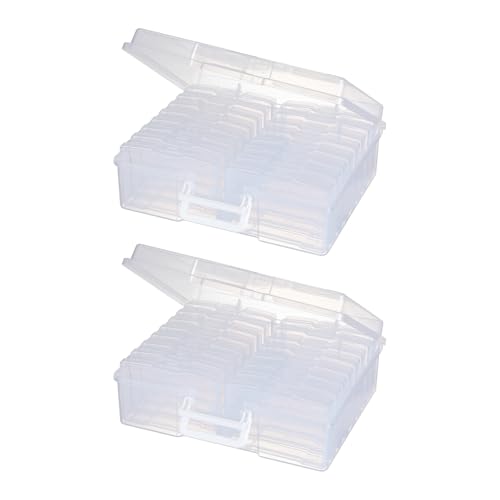 novelinks Photo Storage Boxes with Handle, Photo Organizers and Storage | 2Pack Clear, Photo Albums 4x6 Pictures, Photo Cases, Classroom Organization, Index Card Box, Photo Card Holder, Seed Storage - color: White - 2Pack